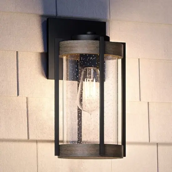 Urban Ambiance Luxury Farmhouse Outdoor Wall Sconce 14.5''H x 7.375''W,  Midnight Black Finish,  Newark Collection, UHP1351 image {6}