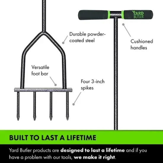 Yard Butler IM-7C Multi Spike Lawn Aerator - Spike Grass Aerator Lawn Tool, Manual Hand Tiller for Garden and Soil - 37 Inches image {3}