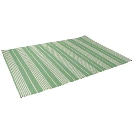 Northlight 4' x 6' Green and White Striped Rectangular Outdoor Area Rug image {2}