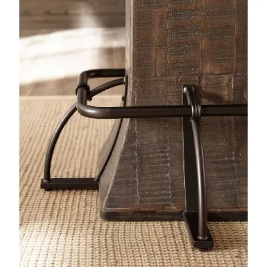 Jennings Round Counter Height Dining Table Wood/Metal Distressed Walnut Finished Wood/Brown Metal - Hillsdale Furniture image {3}