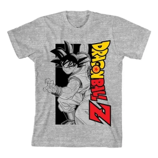 Bioworld Dragon Ball Z Goku Rotated Logo Boy's Athletic Heather T-shirt image {3}