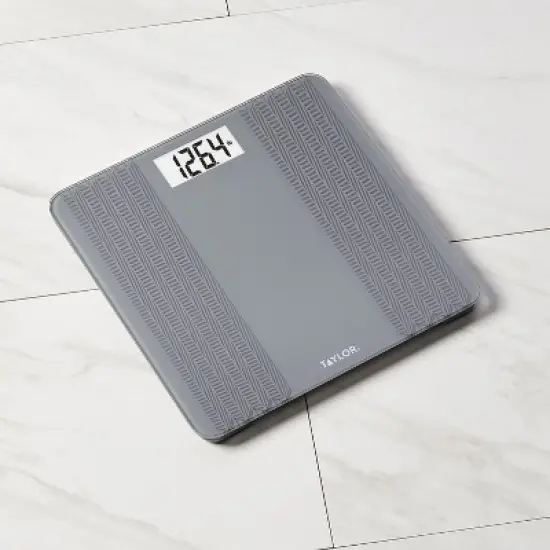 Taylor&reg; Precision Products Digital Glass Scale with Textured Herringbone Design, 500-Lb. Capacity in Gray image {3}