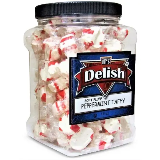 Soft Fluff Peppermint Taffy Chews by It's Delish, &ndash; 16 Oz Jumbo Reusable Container image {4}