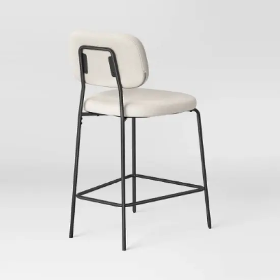 24" Upholstered with Metal Base Counter Height Barstool Cream Boucle - Room Essentials&trade; image {3}