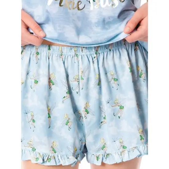 Disney Womens' Tinker Bell Pixie Dust Sleep Pajama Set Shorts Tie-Dye Multicolored image {3}