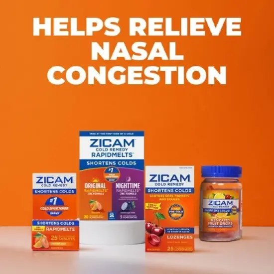 Zicam Original/Nighttime Rapid Melts Tablets - Zincum Aceticum 2x - Grape Citrus - 25ct image {6}