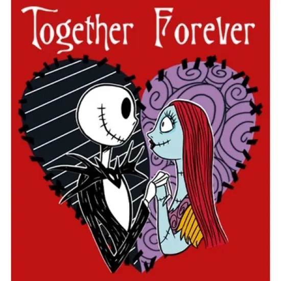 Junior's The Nightmare Before Christmas Jack and Sally Together Forever T-Shirt image {1}