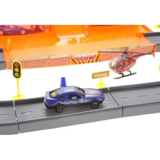 Link Worldwide Deluxe Super Parking Garage Diecast Racing Playset Comes With 3 Cars And 1 Helicopter - Hours Of Fun!!! image {9}