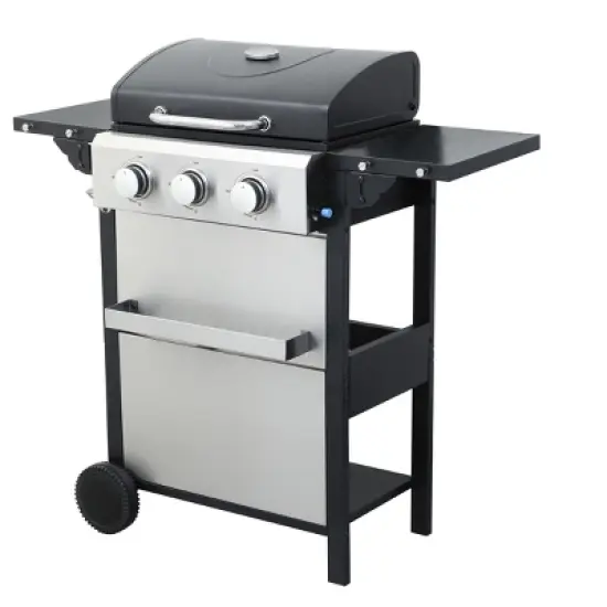 Kumasinova 3-Burner Propane Gas BBQ Grill,25650BTU Output,Stainless Steel Grills with Wire-Enameled Cooking Grids,Foldable Side Tables&Thermometer image {5}