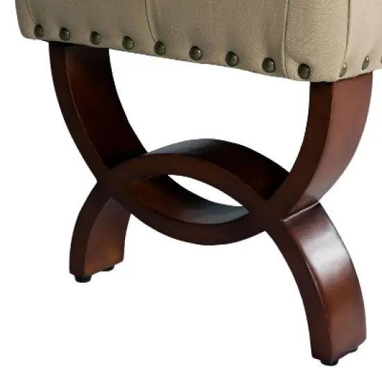 Carolina Tufted Bench with Nailhead Trim Cream - HomePop image {6}