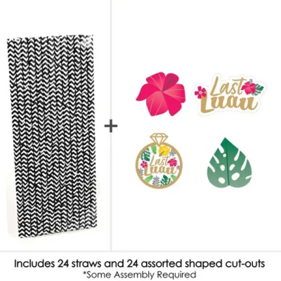 Big Dot of Happiness Last Luau - Paper Straw Decor - Tropical Bachelorette Party and Bridal Shower Striped Decorative Straws - Set of 24 image {2}