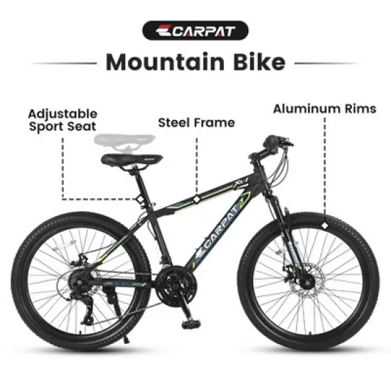 24 inch Mountain Bike Bicycle with Full/Front Suspension,Steel Frame and Dual Disc Brakes for Adults Aluminium Frame Bike Shimano 21-Speed image {1}