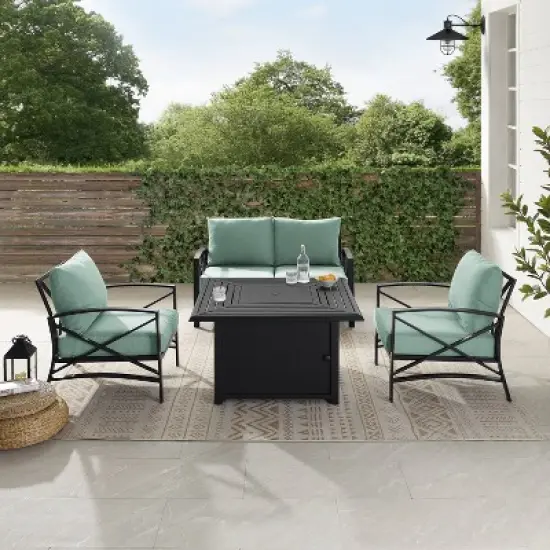 Kaplan 4pc Outdoor Conversation Set with Dante Fire Table - Mist - Crosley image {7}