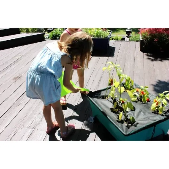 Emsco Little Pickers Raised Bed Children's Grow Box Rectangular Outdoor Planter Teal Green 24"x20"x30": Kids Gardening Accessory image {7}