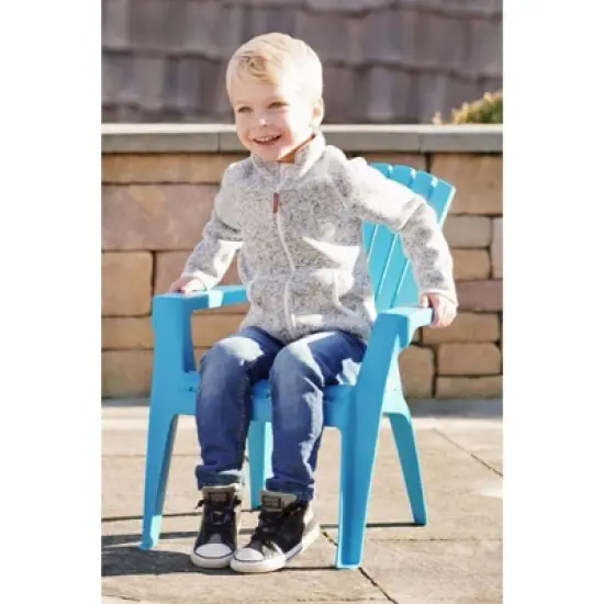 Adams Resin Child-Sized Outdoor Adirondack Stacking Chair, Pool Blue (50lb Capacity) image {2}