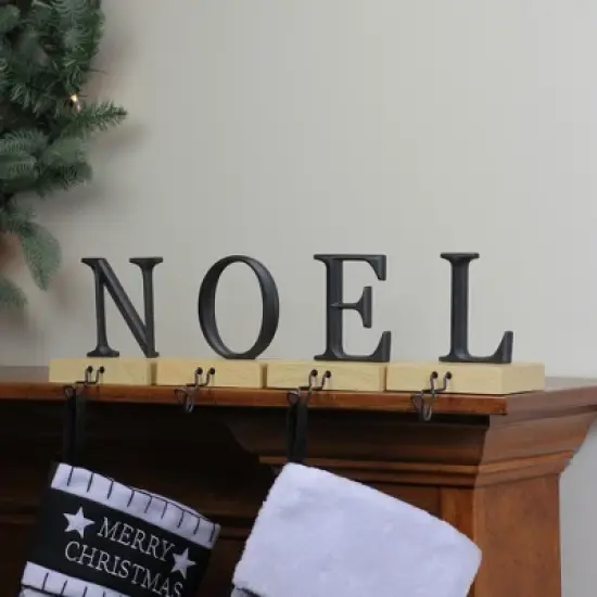 Northlight Metal Lettered "NOEL" Christmas Wooden Stocking Holders - 6" - Set of 4 image {2}