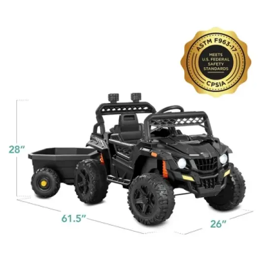 Best Choice Products Kids 12V Electric Ride-On UTV and Trailer w/ Parent Remote Control, LED Lights image {8}