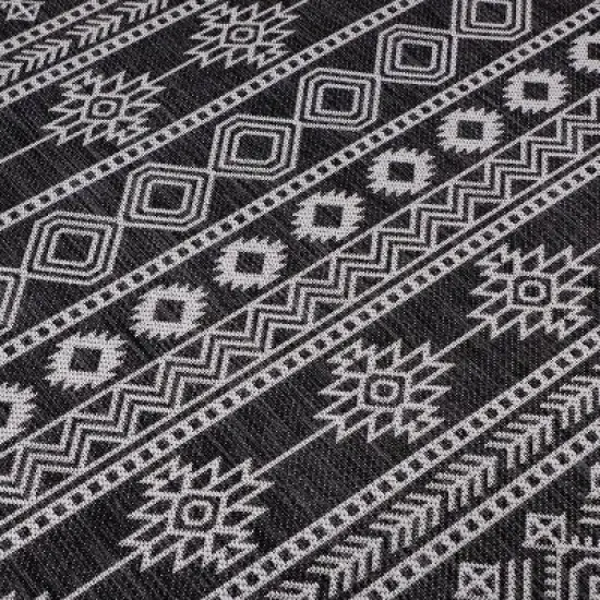 World Rug Gallery Geometric Boho Textured Flat Weave Indoor/Outdoor Area Rug image {5}