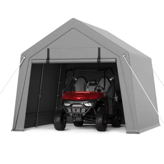 Outdoor Storage Shed, Heavy-Duty Motorcycle Tent with Roll-Up Door, Waterproof & UV-Resistant Carport for Bike & Tools image {6}