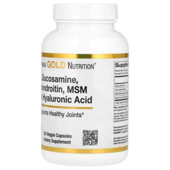 California Gold Nutrition Glucosamine, Chondroitin, MSM Plus Hyaluronic Acid, 120 Veggie Caps image {4}