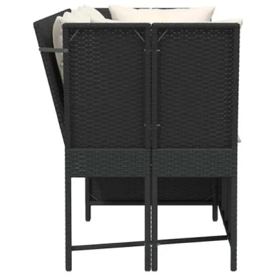 vidaXL Patio Sofa Black Poly Rattan Outdoor Garden Seating Modular Design Steel Frame Cushions Included image {4}