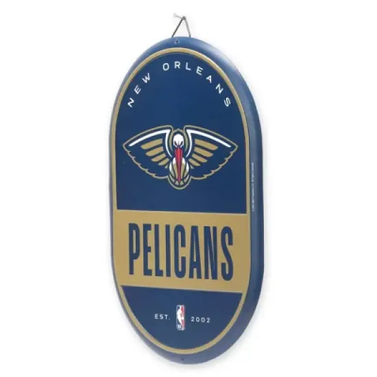 NBA New Orleans Pelicans Embossed Metal Pill Wall Sign image {1}