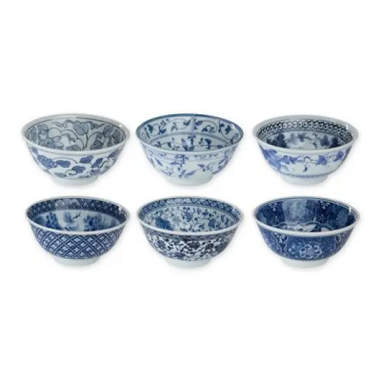 RSVP International Japanese Bowl Set/6, Traditional Patterns, 6" Diameter image {7}