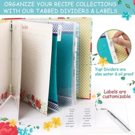 LotFancy Recipe Binder 8.5"x11", 40 Recipe Cards Blank Kitchen Cookbook Binder Organizer Kit image {5}