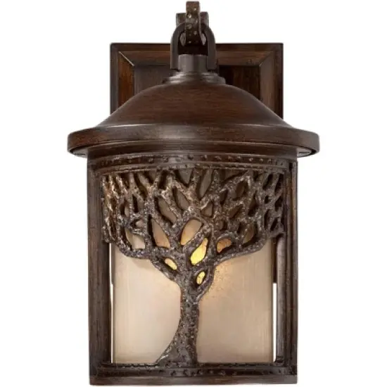 John Timberland Rustic Outdoor Wall Light Fixture Bronze 9 1/2" Tree Etched Glass Sconce for Exterior House Deck Patio Porch Lighting image {2}