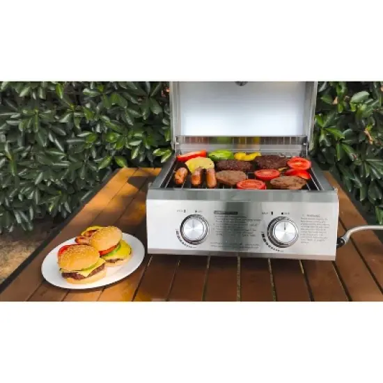 2-Burner Portable Tabletop Stainless Steel Propane Gas Grill Model 13742 - Monument Grills image {8}
