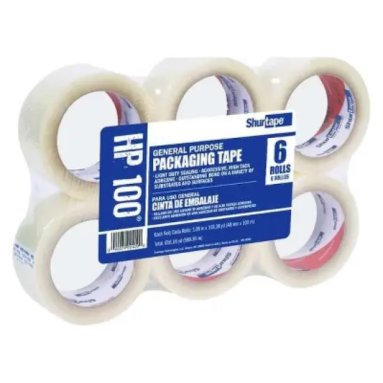 Shurtape  Carton Sealing Tape, 1.6 mil, Clear, PK6 HP 100 image {7}