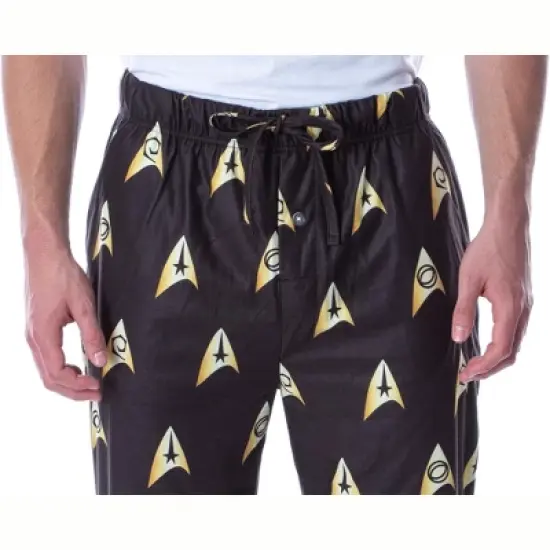 Star Trek The Original Series Men's Allover Starfleet Insignia Pajama Pants Black image {2}