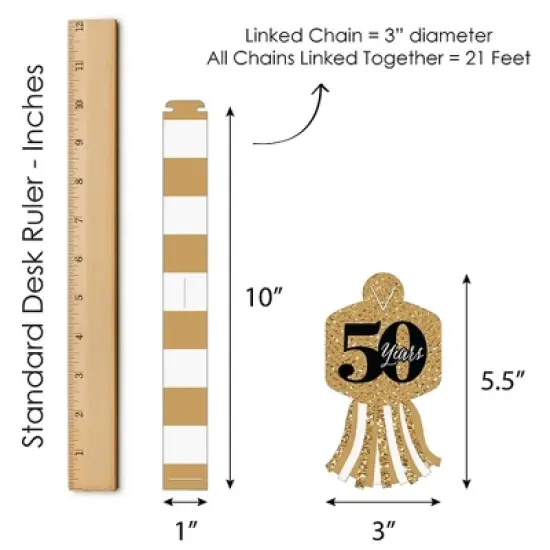 Big Dot of Happiness We Still Do - 50th Wedding Anniversary - 90 Chain Links & 30 Paper Tassels Decoration Kit - Party Paper Chains Garland - 21 feet image {6}