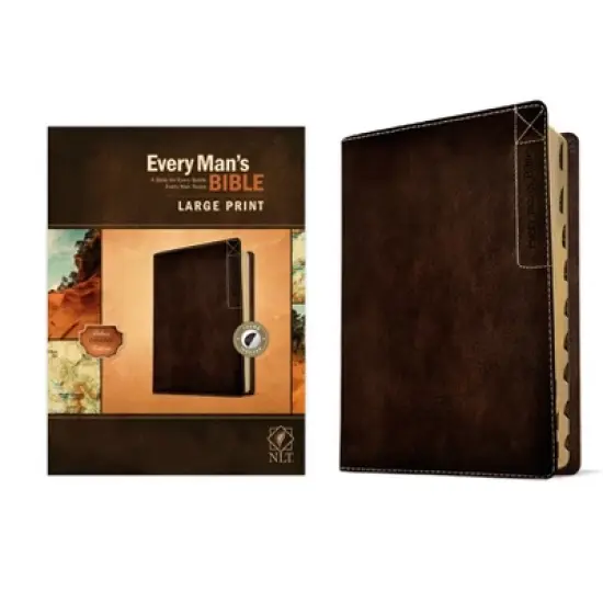 Every Man's Bible Nlt, Large Print, Deluxe Explorer Edition (Leatherlike, Rustic Brown, Indexed) - by  New Living Translation (Leather Bound) image {1}