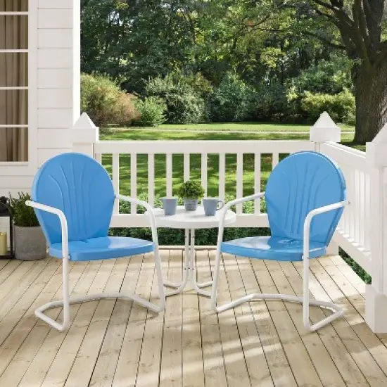 Griffith 3pc Outdoor Conversation Set - Sky Blue - Crosley image {3}