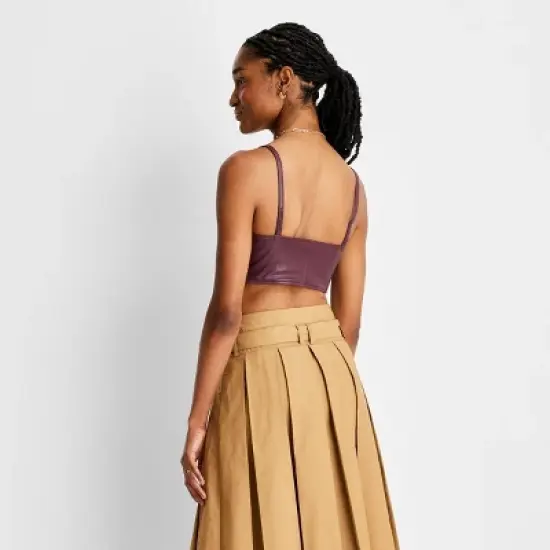 Women's Strappy Faux Leather Tiny Top - Future Collective&trade; with Reese Blutstein Red image {1}