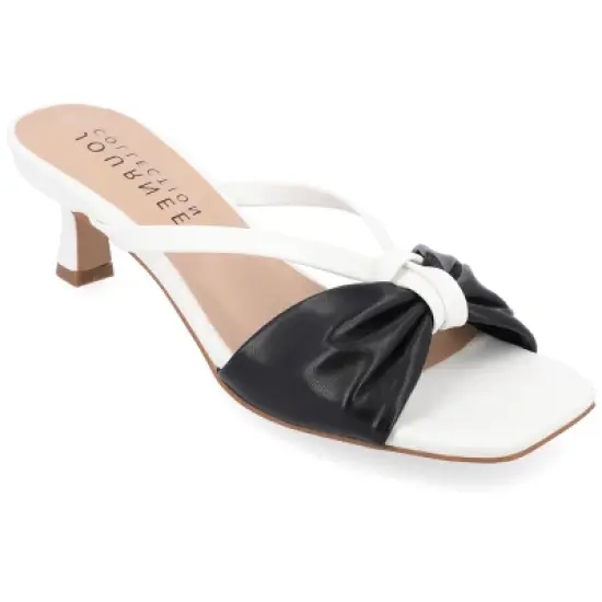 Journee Collection Womens Starling Kitten Heel Two Tone Open Toe Pumps image {9}