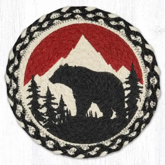 Earth Rugs Bear Mountain Round Trivet &ndash; 10" Rustic Wildlife Jute Hot Pad for Lodge & Cabin Decor image {3}