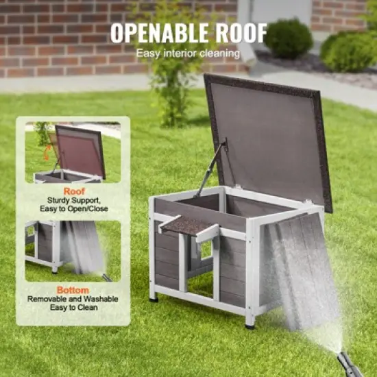 VEVOR Outdoor Cat House Weatherproof, Feral Cat Shelter for Multiple Cats, Outdoor Wooden Cat Rabbit House with a Window, 24"L x 21"W x 18"H image {4}