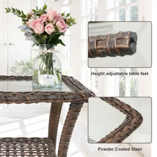 Belord 6 Piece All Weather Wicker Patio Furniture Set, Outdoor Conversation Set with Patio Sofa Couch Swivel Patio Chairs Coffee Table and Ottomans image {13}