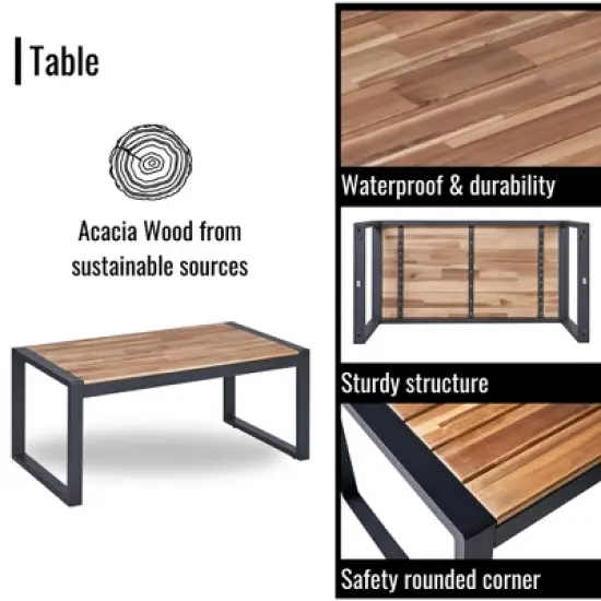 GDFStudio Elton Patio 4 pcs Steel and Rattan Conversation Set image {4}