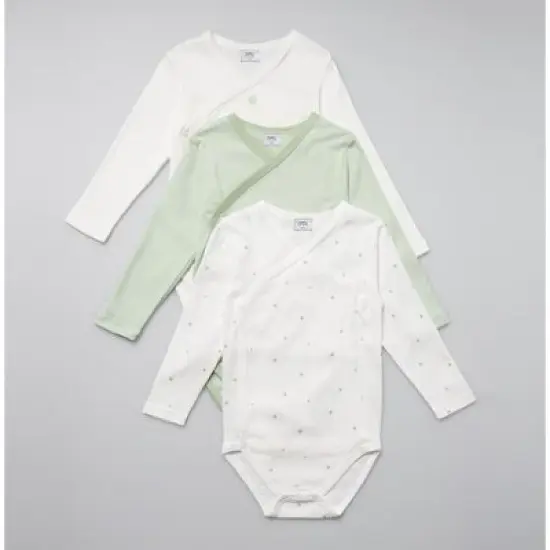 Stellou & Friends Cotton Crossbody Long Sleeve Onesies - 3 pk of Bodysuits for Babies image {4}