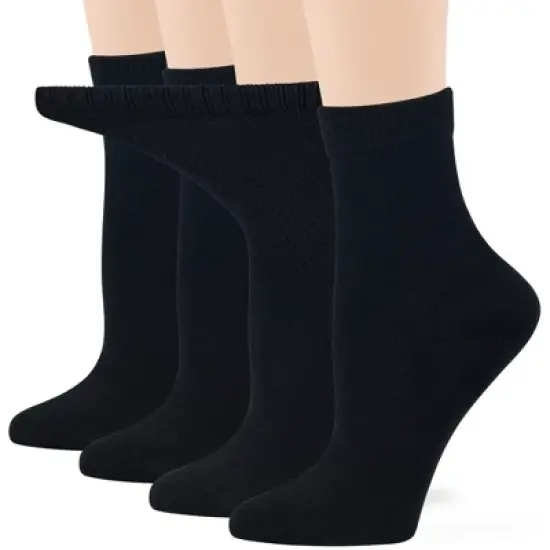 Women's Cotton Diabetic Quarter Solid Socks - 4 Pack - Shoe Size 5-9 Medium, 8-12 Large | 7BIGSTARS KINGDOM image {8}