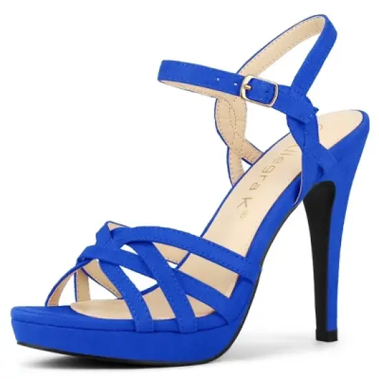 Allegra K Women's Strappy Platform Heels Stiletto Heel Sandals image {10}