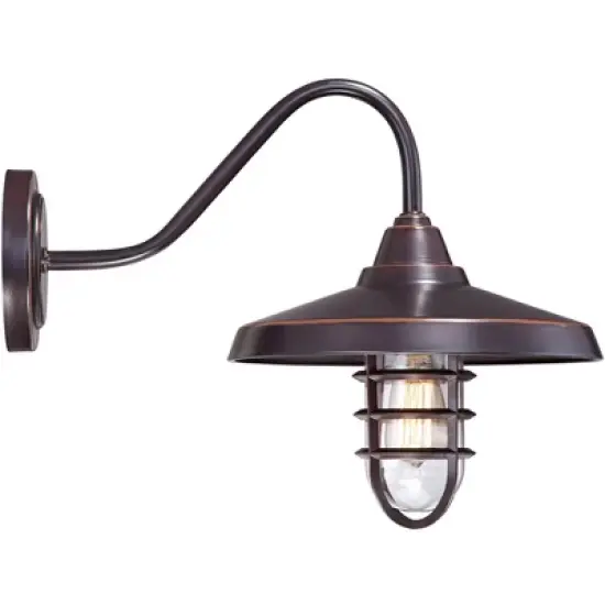 John Timberland Marlowe Rustic Industrial Farmhouse Outdoor Wall Light Fixture Painted Bronze Cage 16 3/4" Clear Glass for Post Exterior Barn Deck image {5}