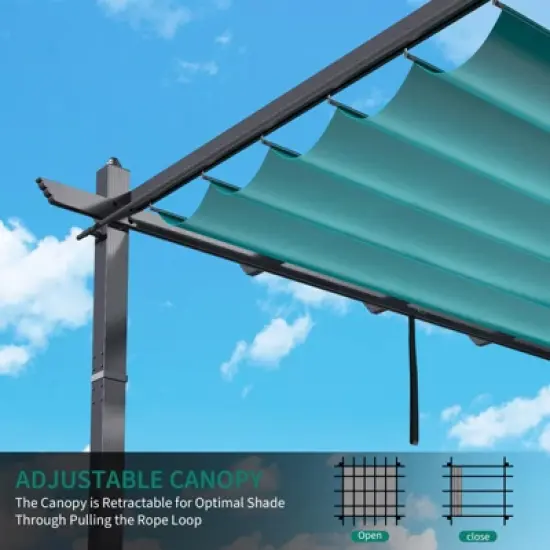 Aluminum Pergola with Adjustable Canopy, Outdoor Metal Gazebo with Reinforced Frame, Waterproof Sun Shade for Patio, Backyard, Garden image {5}