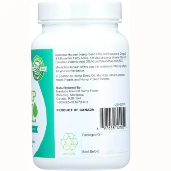 Manitoba Harvest Hemp Oil 1,000mg 60 Softgels image {2}