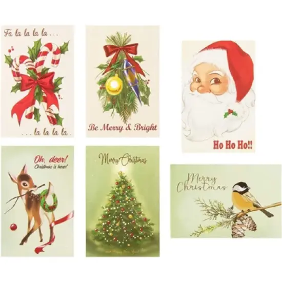 48-Pack Vintage Merry Christmas Greeting Cards Box Set - Holiday Greeting Cards with 6 Vintage Christmas Designs, Envelopes Included, 4 x 6 inches image {3}