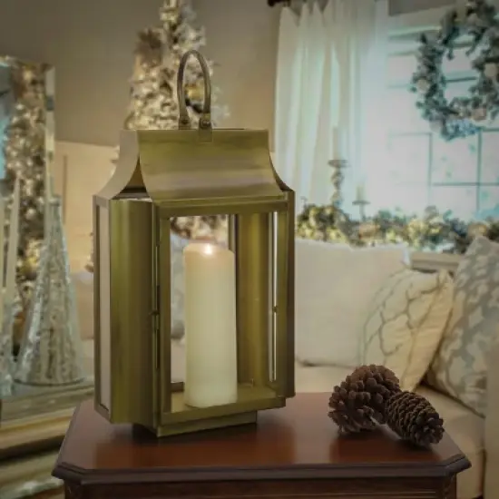 22" HGTV Slim Lantern Gold - National Tree Company image {1}