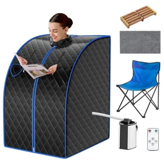 Costway Portable Steam Sauna w/ 9-gear Adjustable Temperature & Herbal Box Gray\Black\Coffee image {9}